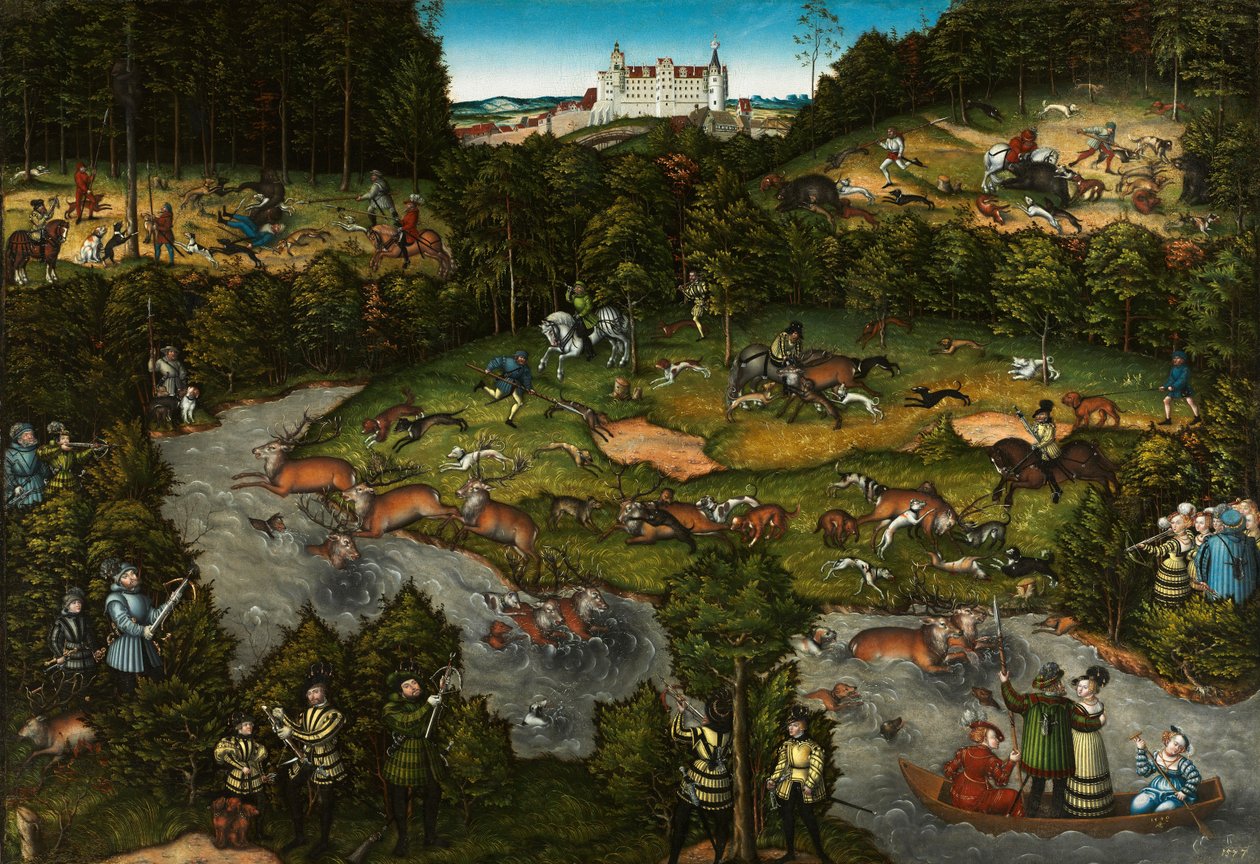 Caccia vicino al Castello di Hartenfels da Lucas Cranach