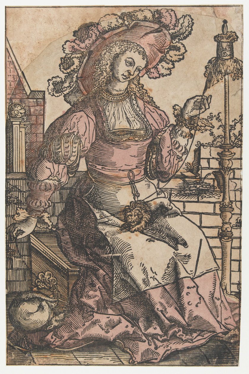 Donna che fila da Lucas van Leyden (attributed to)