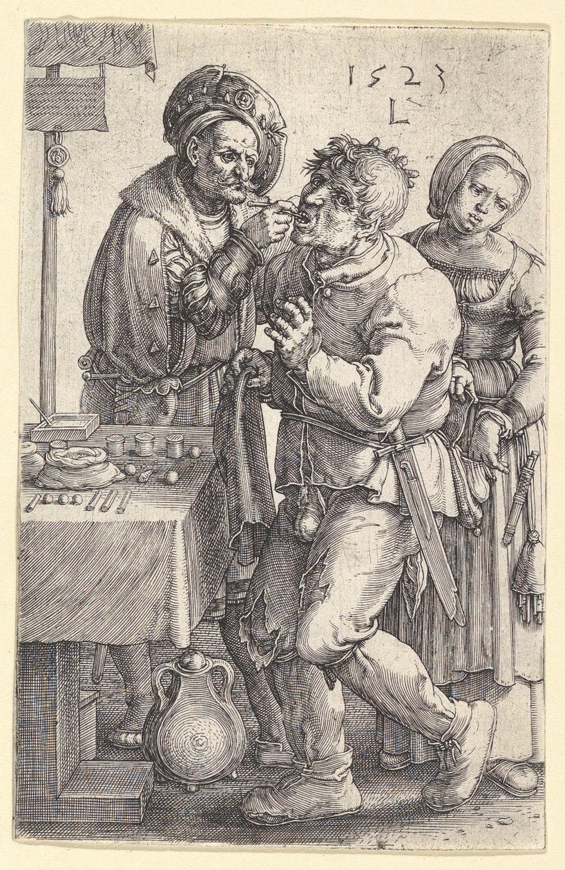Il dentista, 1523 da Lucas van Leyden