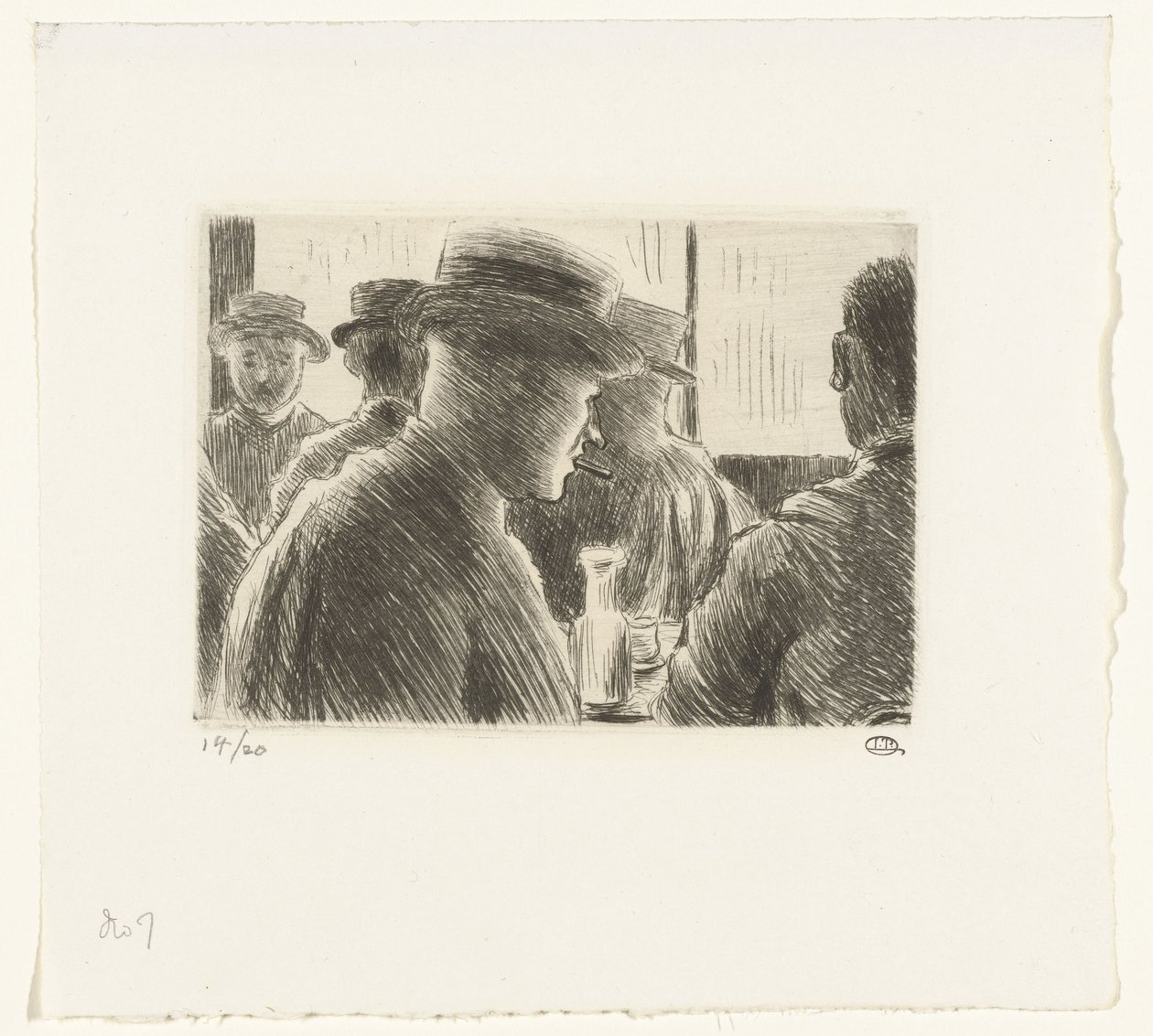 Uomini in un caffè da Lucien Pissarro