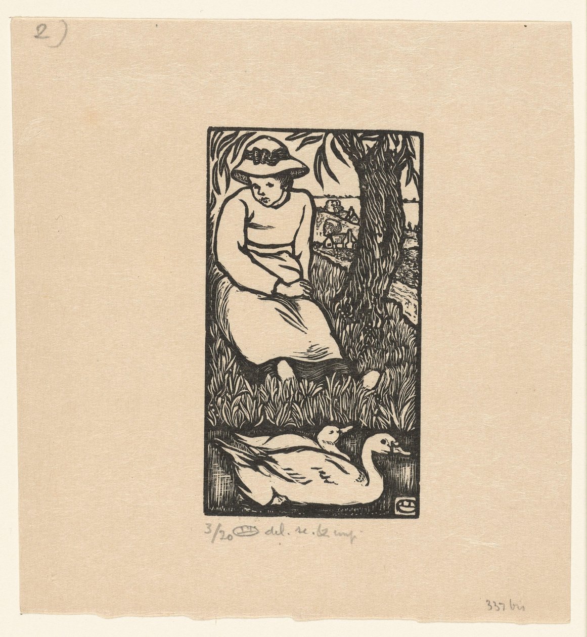 Ragazza e due anatre da Lucien Pissarro