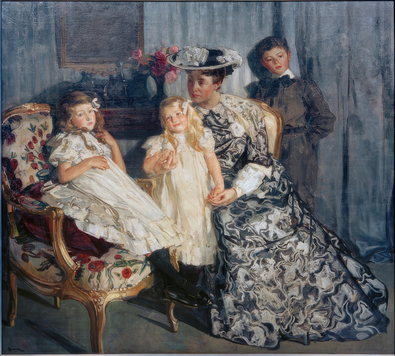 Madame Simon con i suoi figli da Lucien Simon