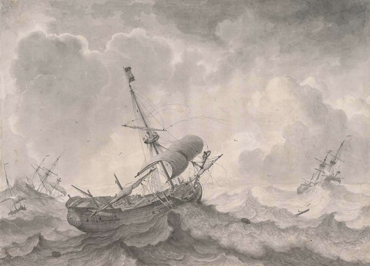 Navi in un mare tempestoso, 1698 da Ludolf Bakhuizen