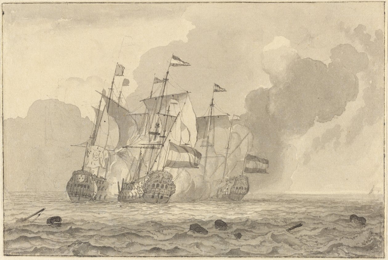 Una battaglia in mare da Ludolf Backhuyzen