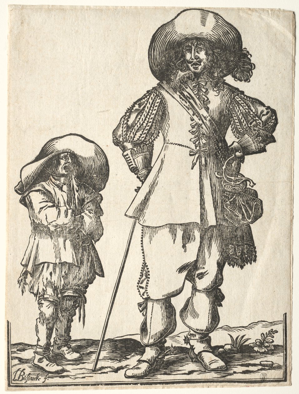 Cavaliere in piedi e ragazzo mendicante da Ludolph Büsinck