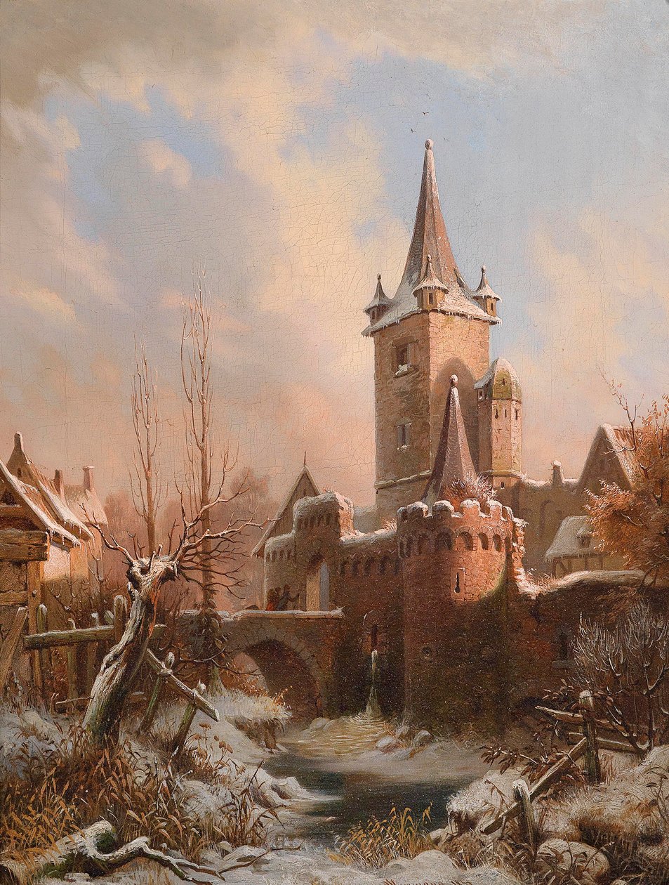 Carl Ludwig Ferdinand Messmann Paesaggio del castello in inverno da Ludvig Messmann