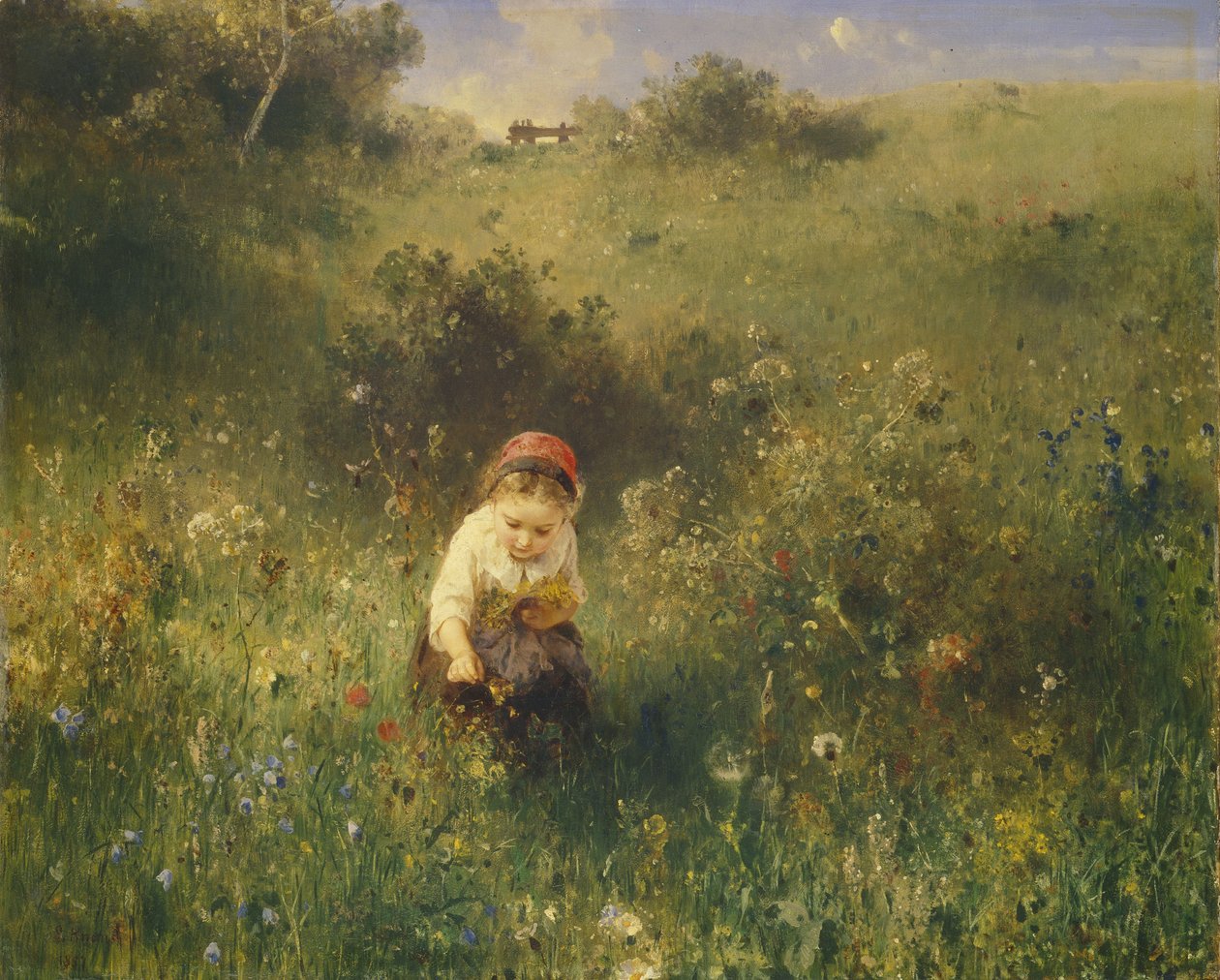 Ragazza in un campo, 1857 da Ludwig Knaus