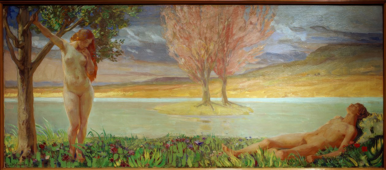 Adamo ed Eva in un paesaggio paradisiaco da Ludwig von Hofmann