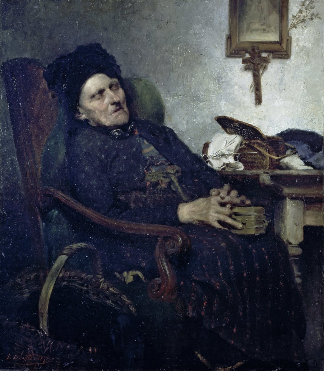 Vecchia donna in interno da Ludwig von Löfftz