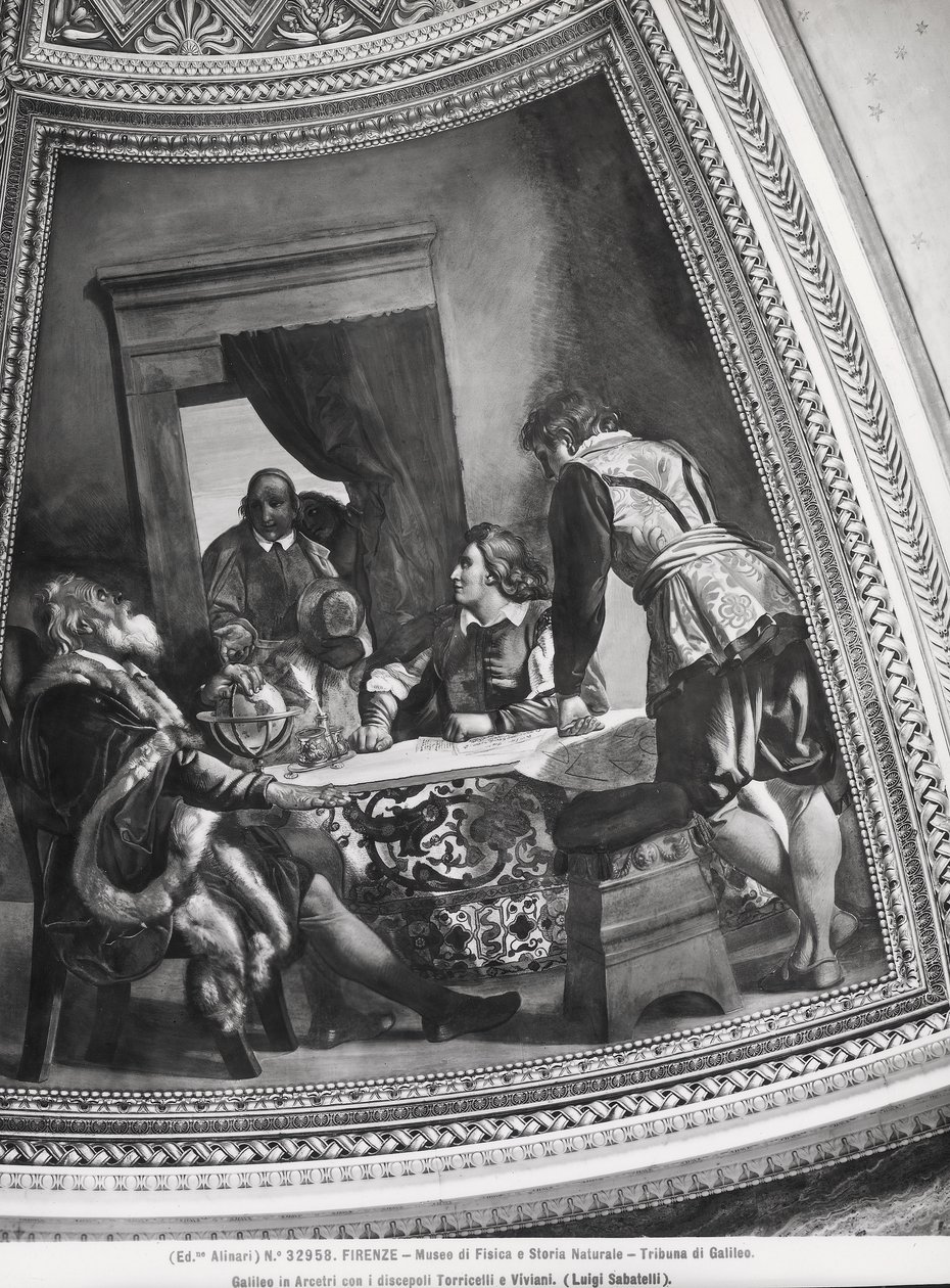 Galileo Galilei (1564-1642) ad Arcetri con i suoi allievi, Evangelista Torricelli (1608-47) e Vincenzo Viviani (1622-1703) dalla Tribuna di Galileo da Luigi Sabatelli