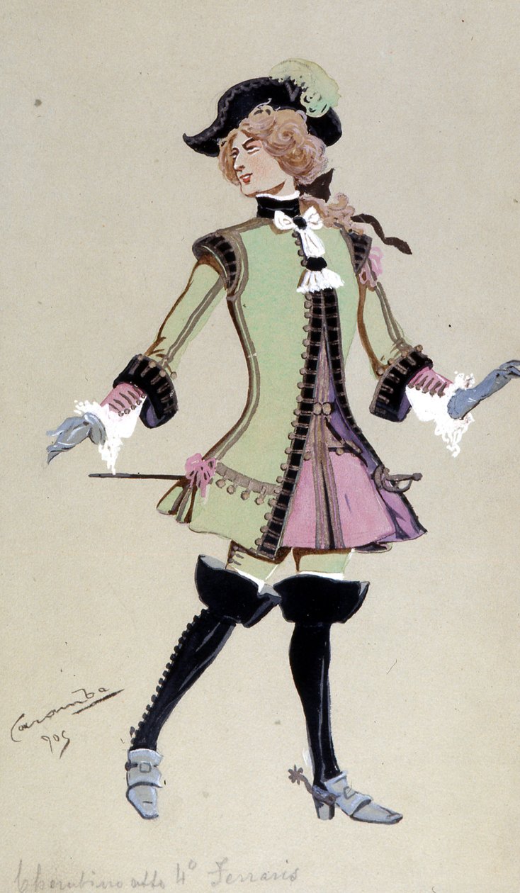 Costume per Cherubino, da Le nozze di Figaro di Wolfgang Amadeus Mozart da Luigi Sapelli Caramba