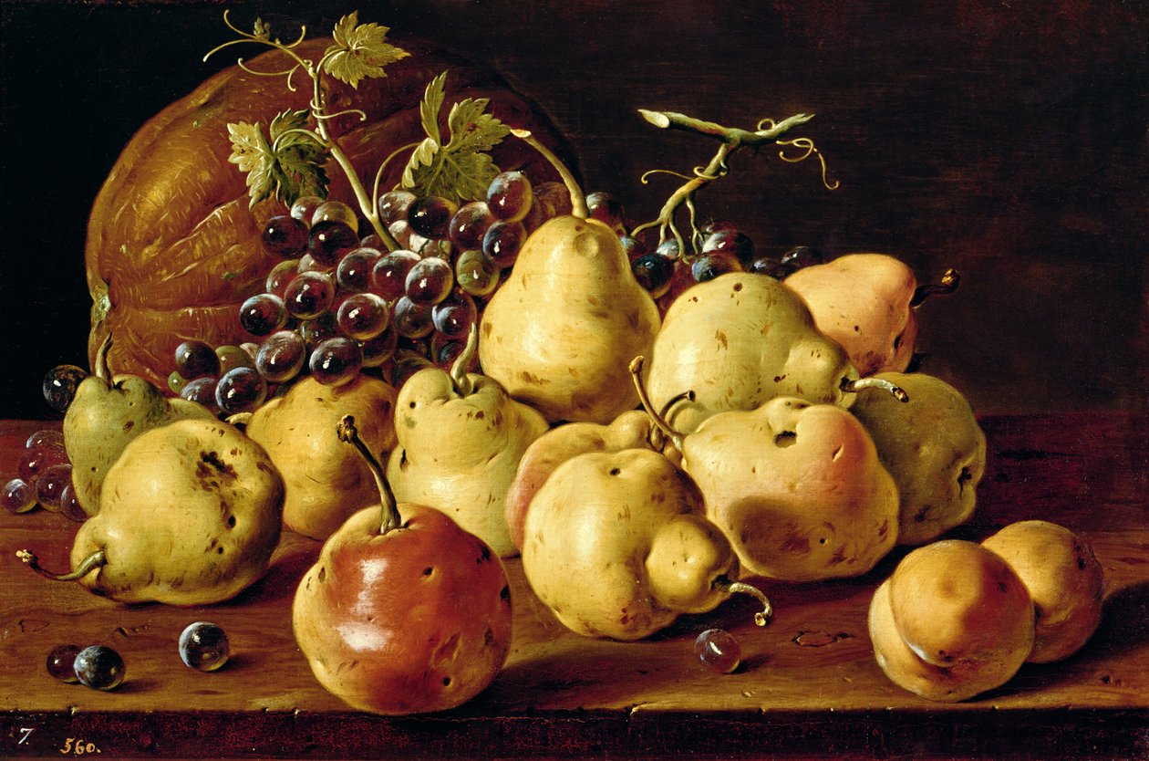 Natura morta con mele cotogne, pesche, uva e zucca da Luis Egidio Melendez