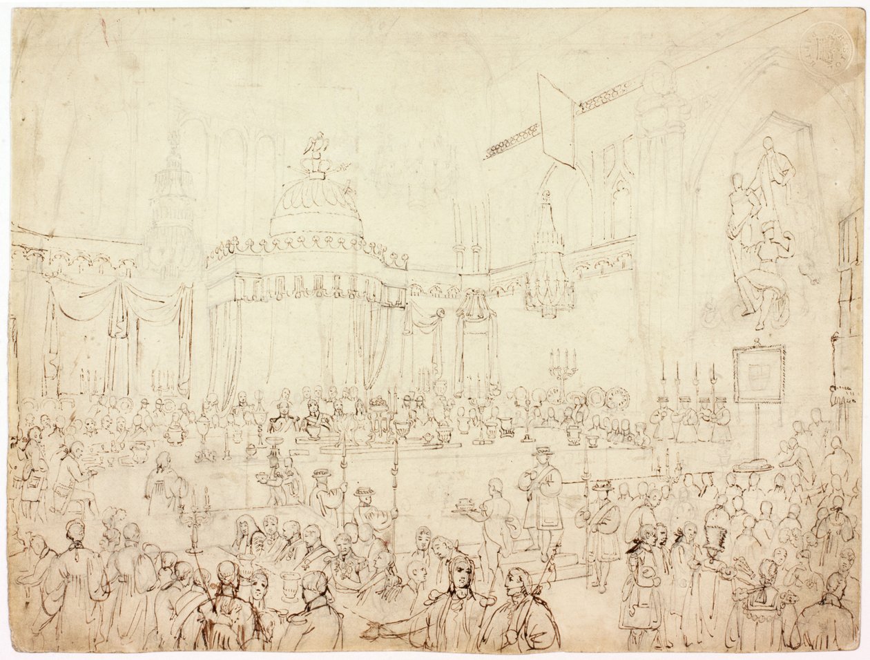 Studio per il banchetto dei sovrani alleati alla Guildhall, Londra da Luke Clennell