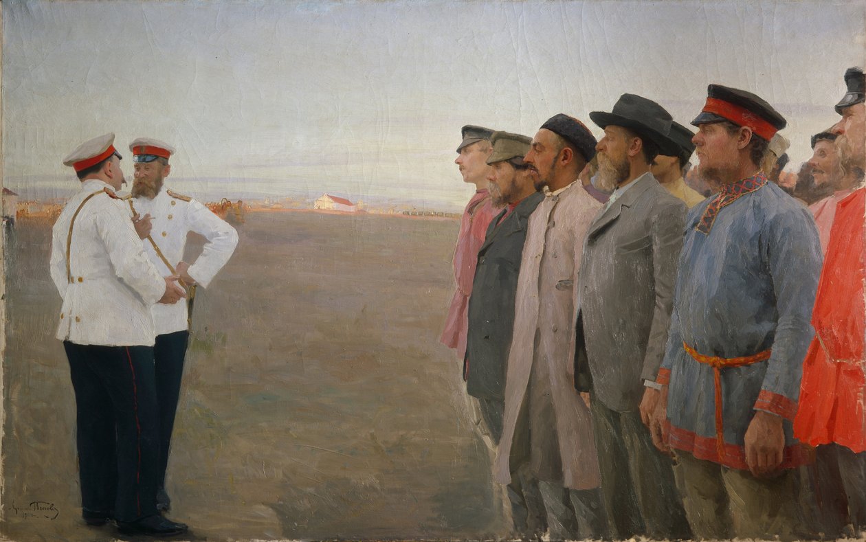 Il reclutamento, 1904 da Lukjan Vasilievich Popov