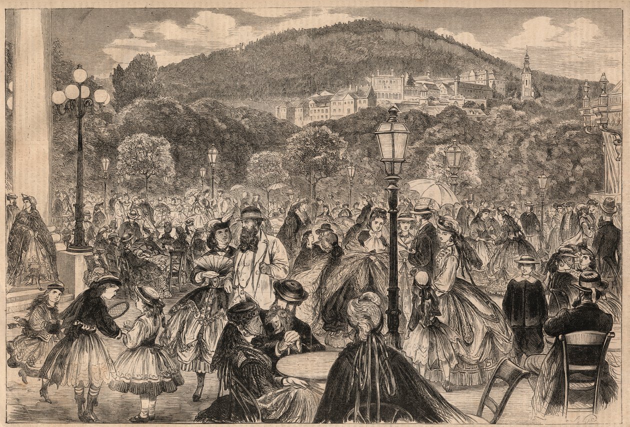 Germania Baden Baden 1865: passeggiata. da M. after Pietsch