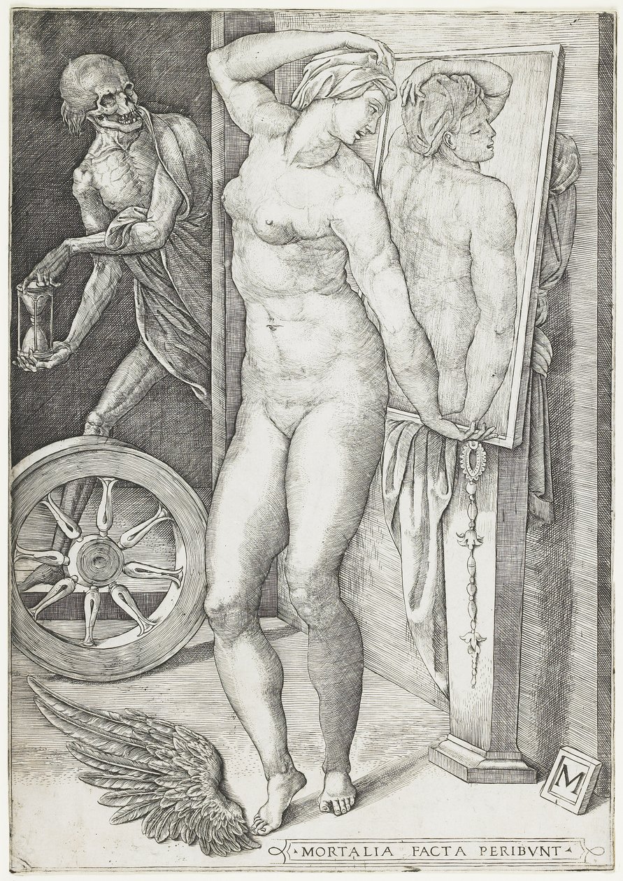 La morte sorprende una donna, c.1490-c.1540 (incisione) da M Master