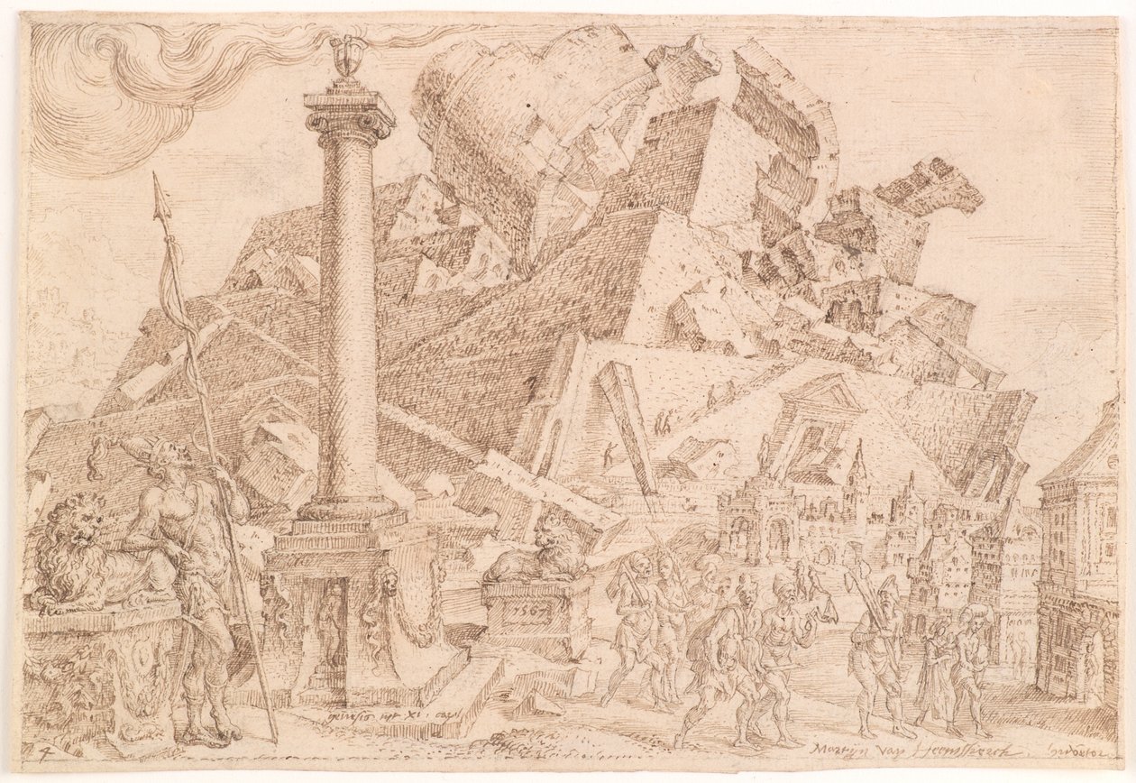 La distruzione della Torre di Babele da Maarten van Heemskerck