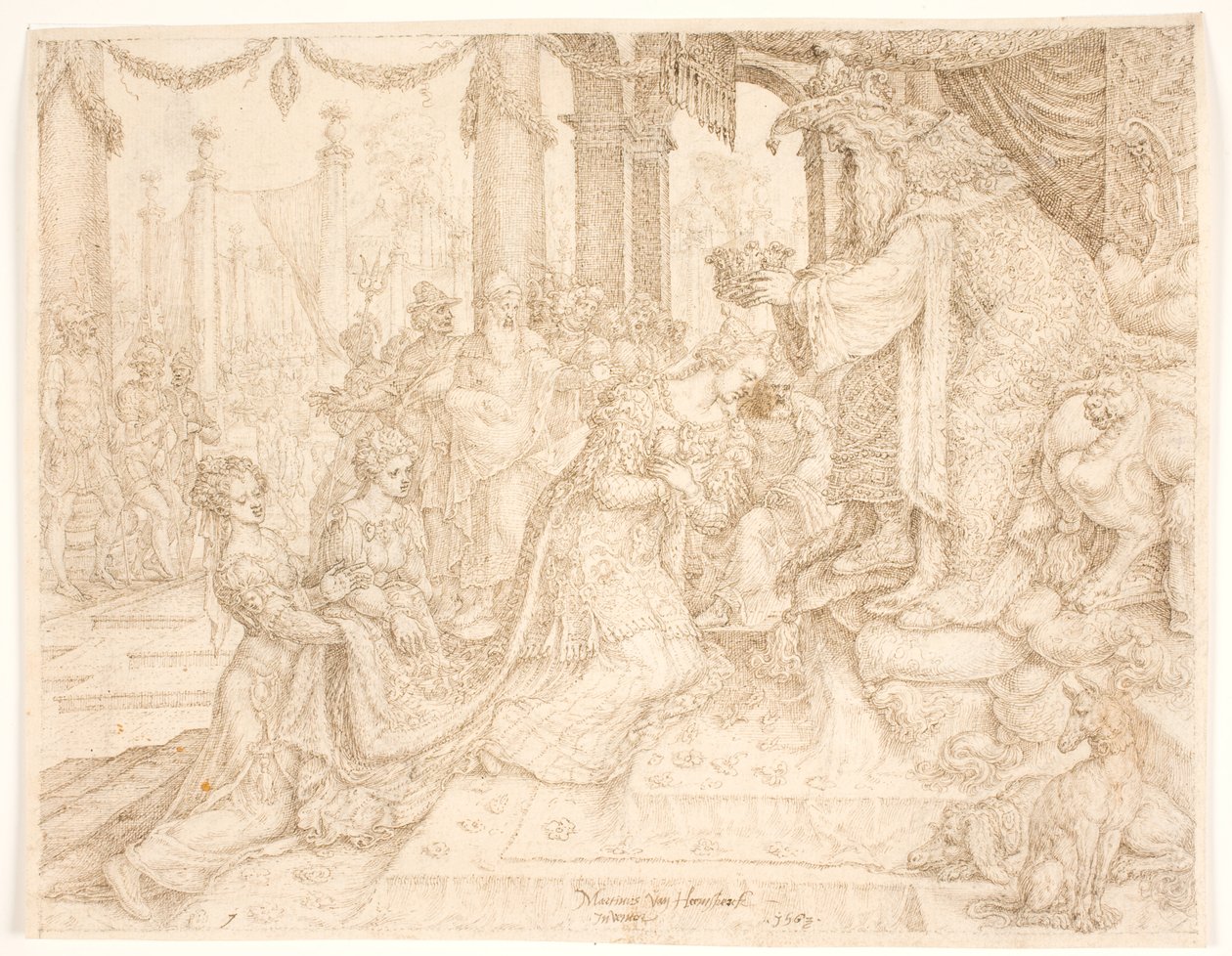 Ester incoronata da Assuero da Maarten van Heemskerck