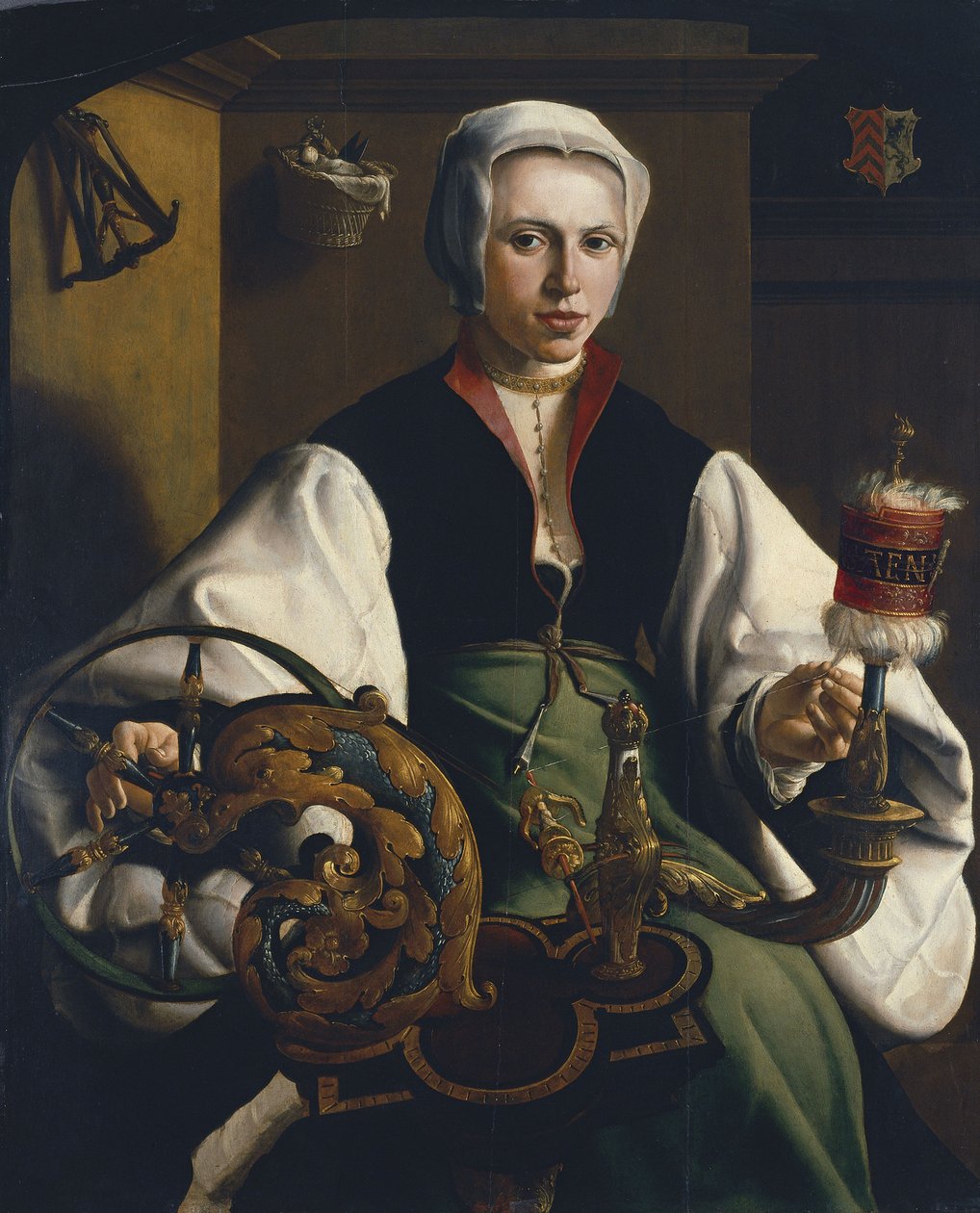 Ritratto di una signora che fila da Maarten van Heemskerck