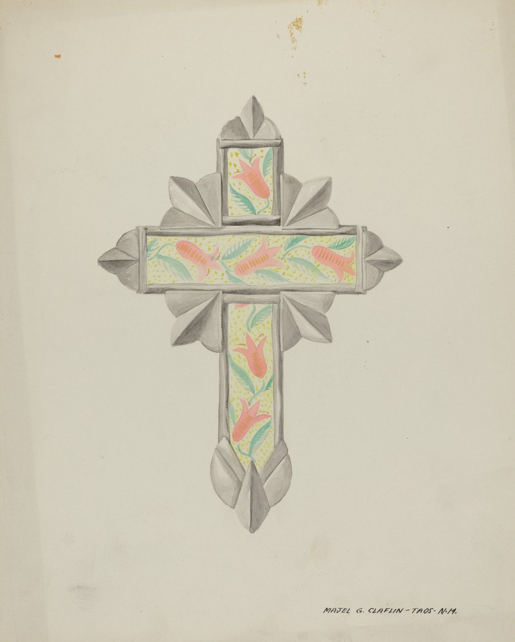 Croce di latta e carta da parati, c. 1937 da Majel G. Claflin