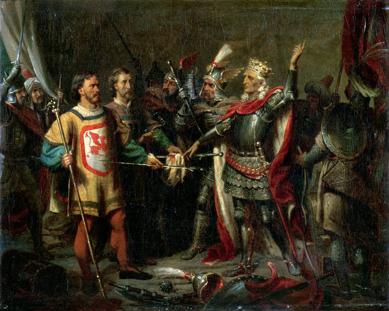 Wladyslaw II Jagiello prima della Battaglia di Tannenberg, 15 luglio 1410, 1854 da Maksymiljan Antoni Piotrowski