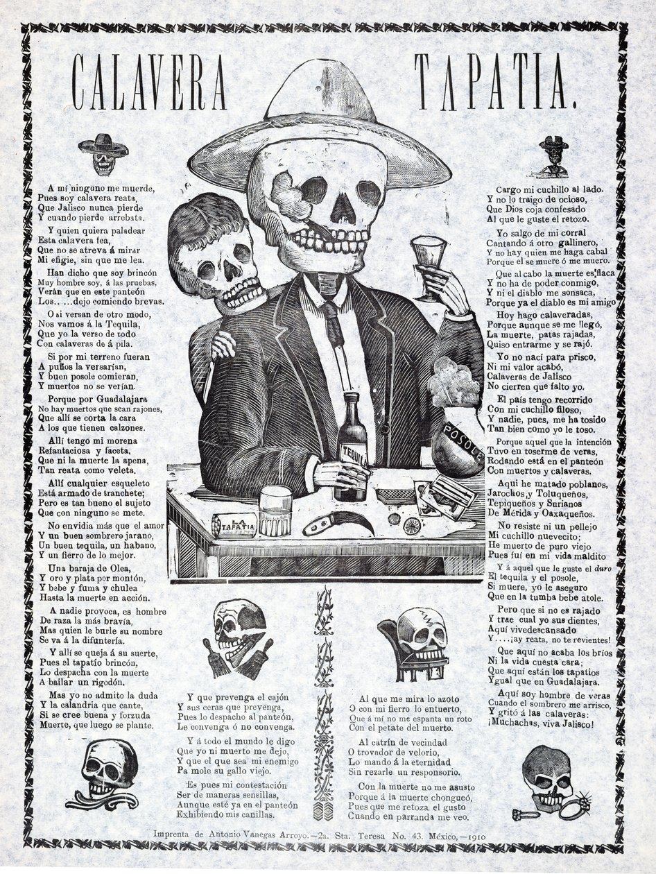 Calavera Tapatia, pubblicato nel 1910 da Manuel Manilla