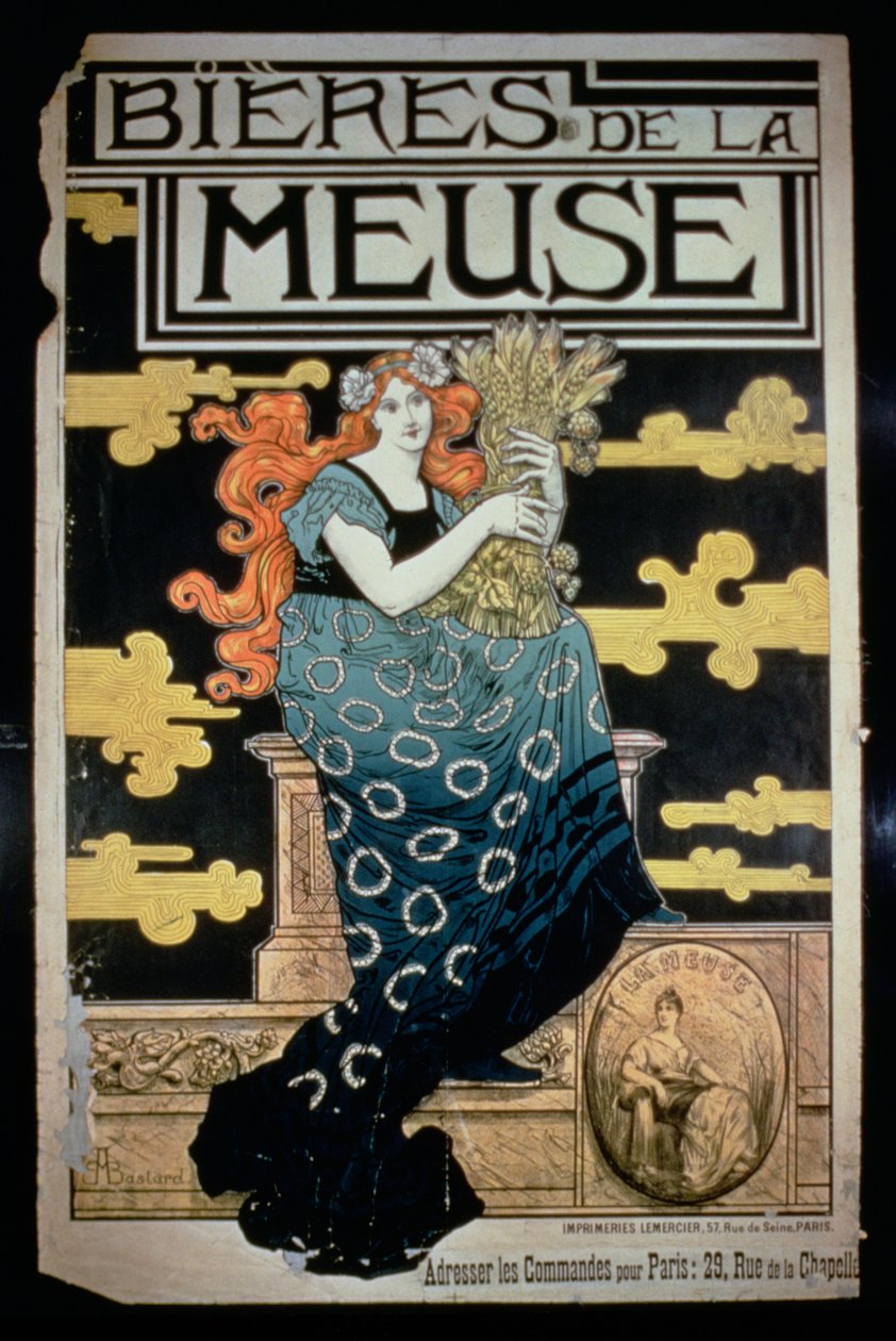 Poster pubblicitario per le birre La Meuse da Marc Auguste Bastard