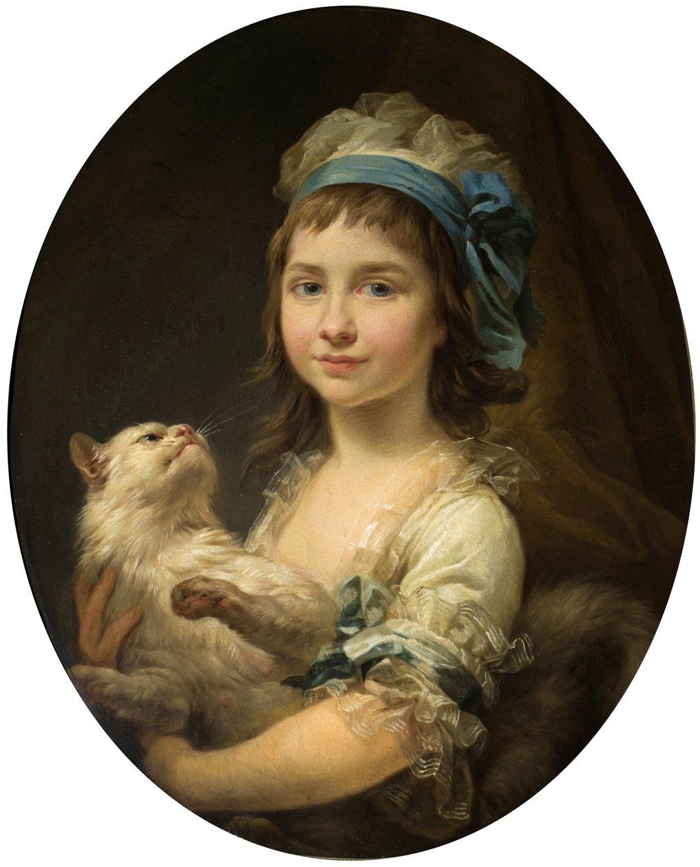 Ritratto di Julia Duhamel con gatto da Marcello Bacciarelli