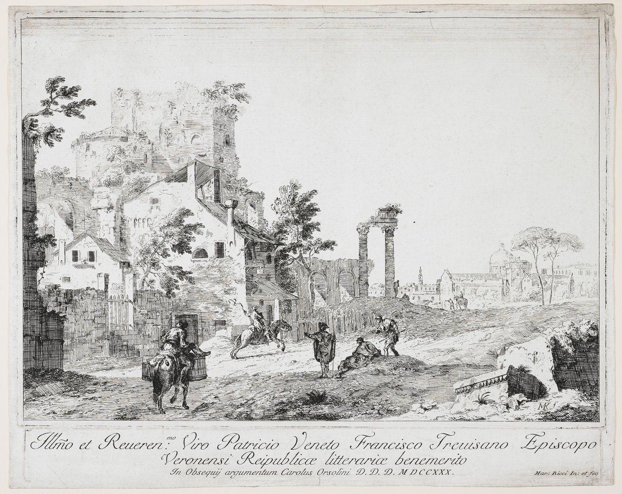 Strada in un villaggio di campagna, 1730 da Marco Ricci