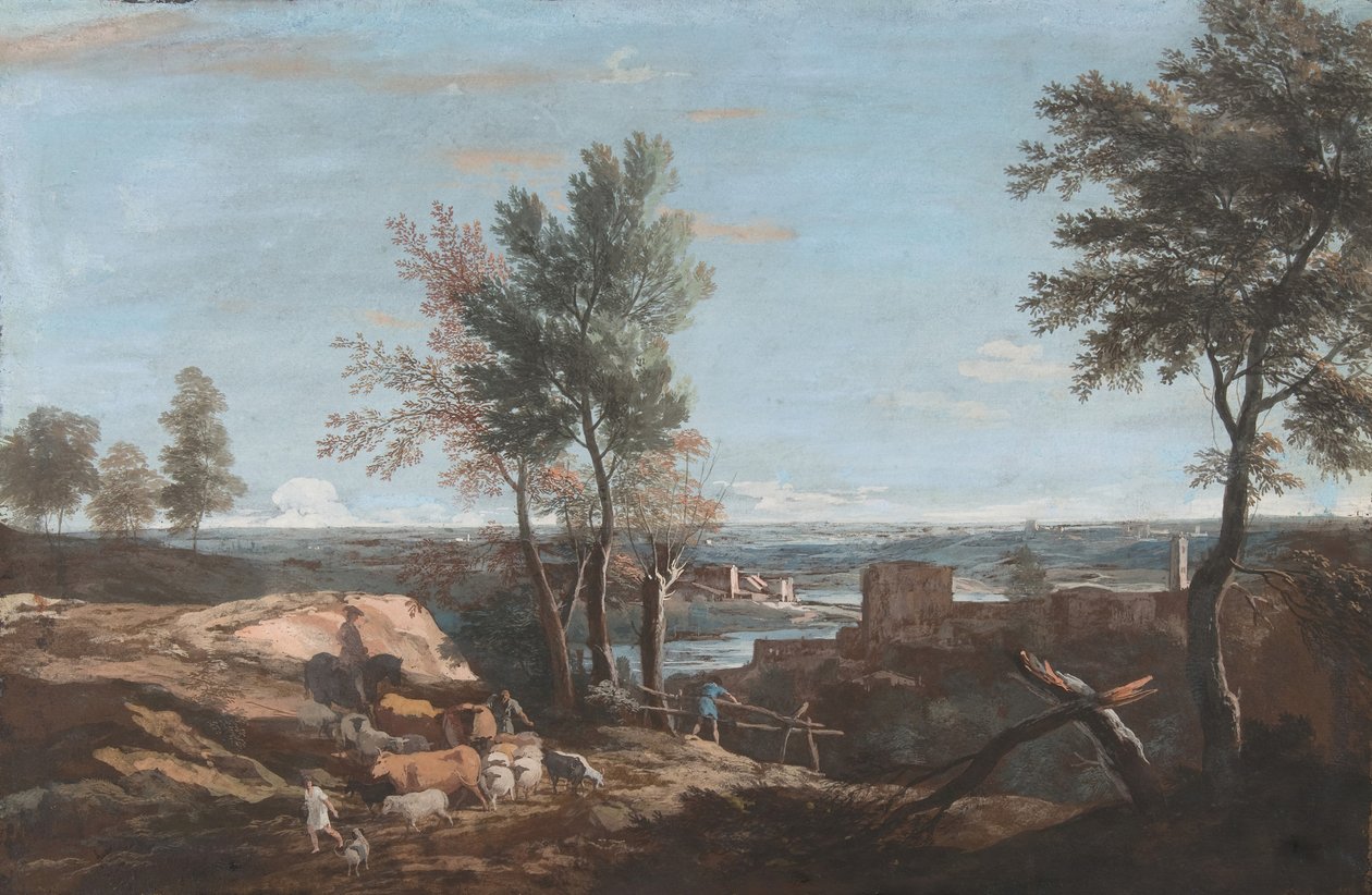 Ampio paesaggio pastorale, ca. 1700-1730 da Marco Ricci