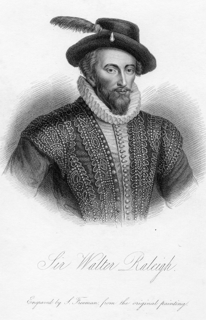 Sir Walter Raleigh, stampa realizzata da S. Freeman da Marcus Garret Gheeraerts the Younger