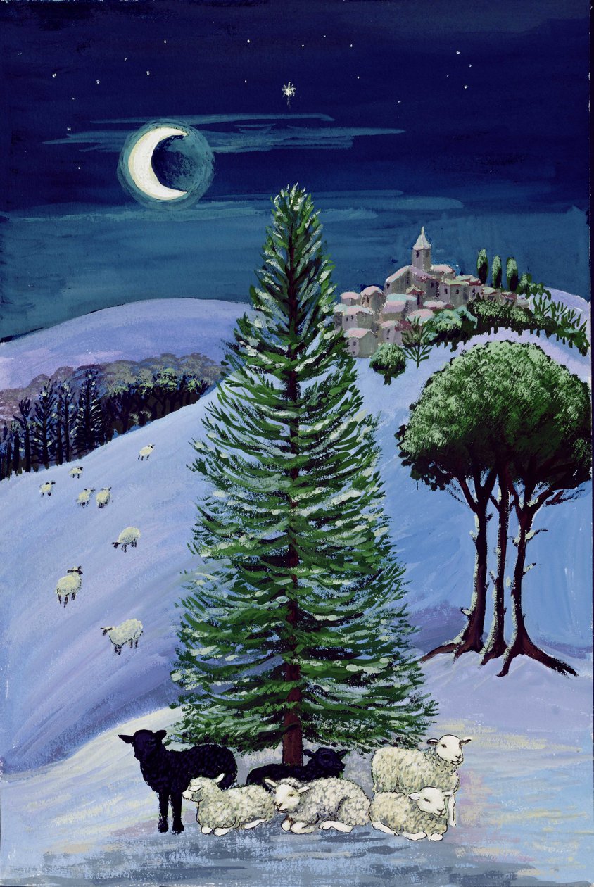pecore in un paesaggio invernale da Margaret Loxton