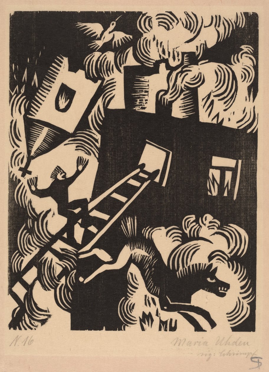 Casa in fiamme, 1918 da Maria Uhden