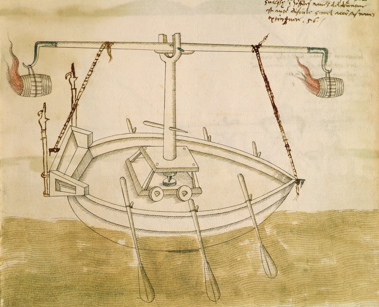 Progetto per utilizzare il calore per migliorare la navigazione, illustrazione da De Machinis da Mariano di Jacopo 1382 c.1453 after Mariano di Jacopo 1382 c.1453 after