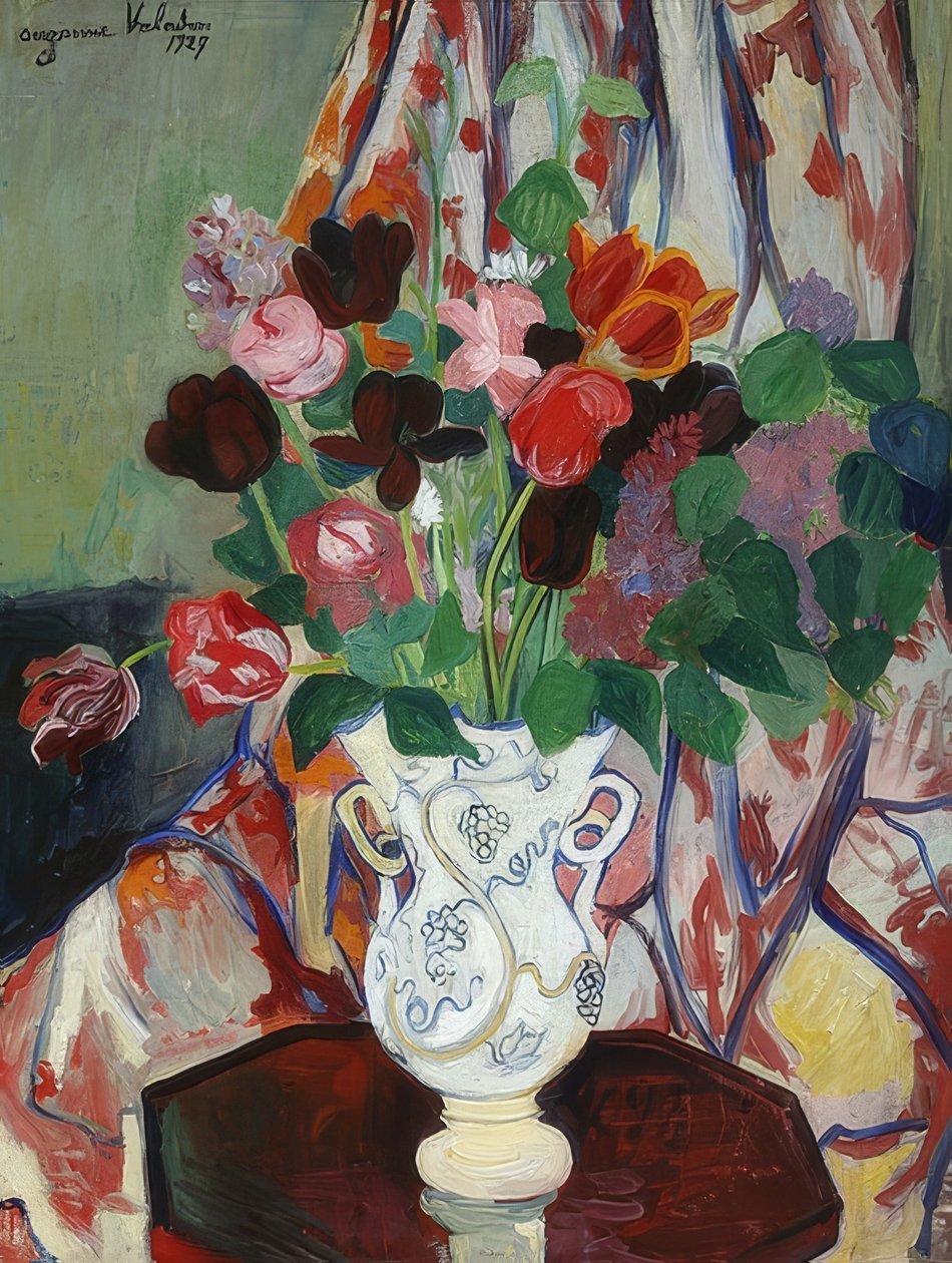 Vaso con tulipani da Marie Clementine (Suzanne) Valadon