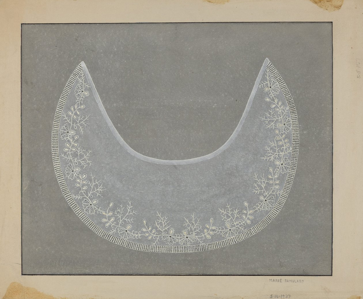 Colletto ricamato, c. 1936 da Marie Famularo