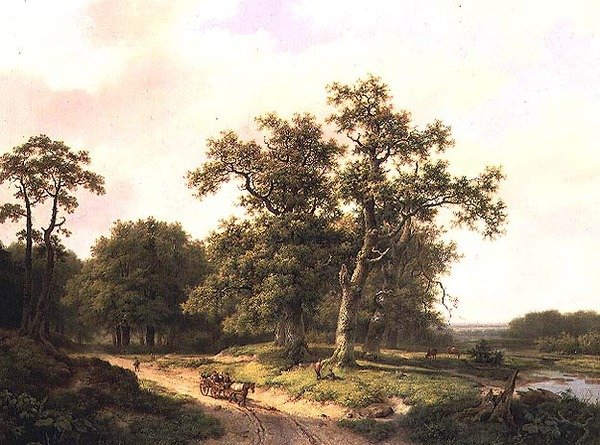 Paesaggio boscoso con contadini da Marinus Adrianus Koekkoek