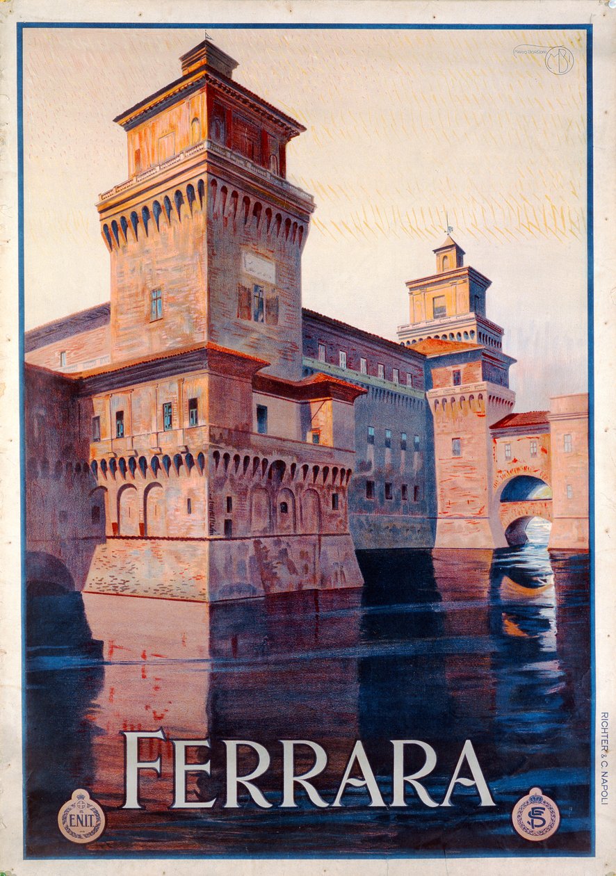 Poster pubblicitario di Ferrara da Mario Borgoni