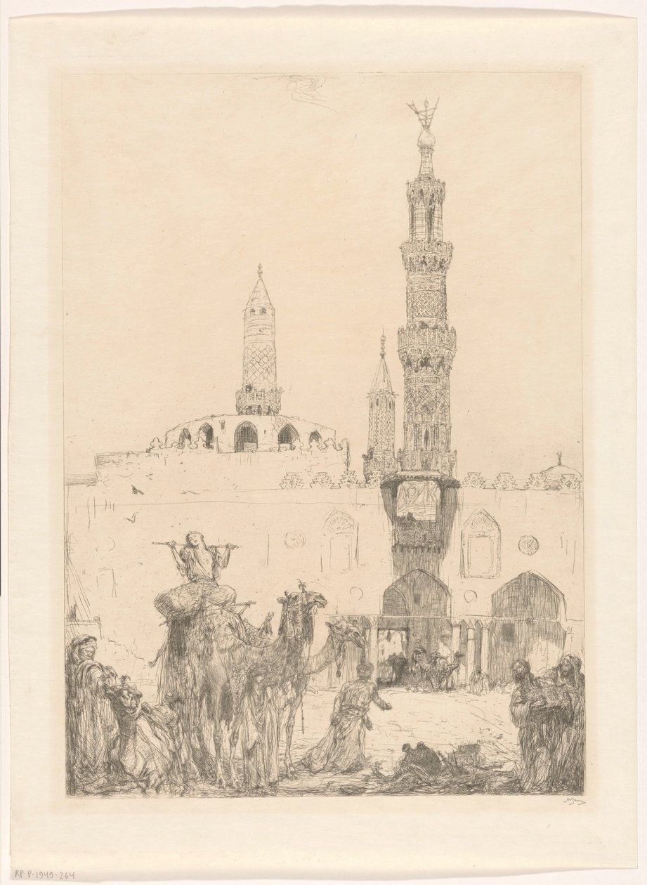 Moschea di Al-Azhar al Cairo da Marius Bauer (signed by artist)
