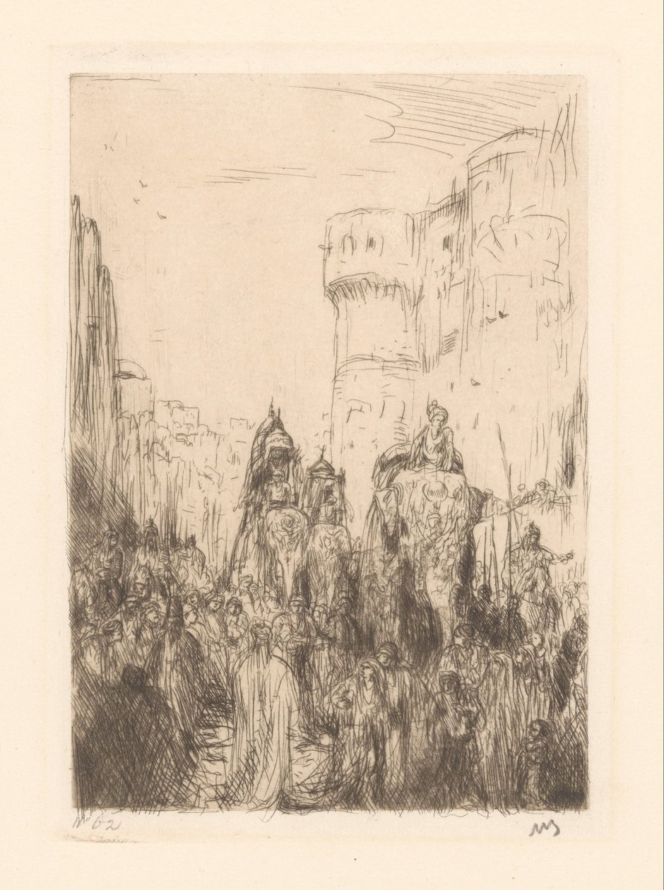Processione con elefanti da Marius Bauer (signed by artist)