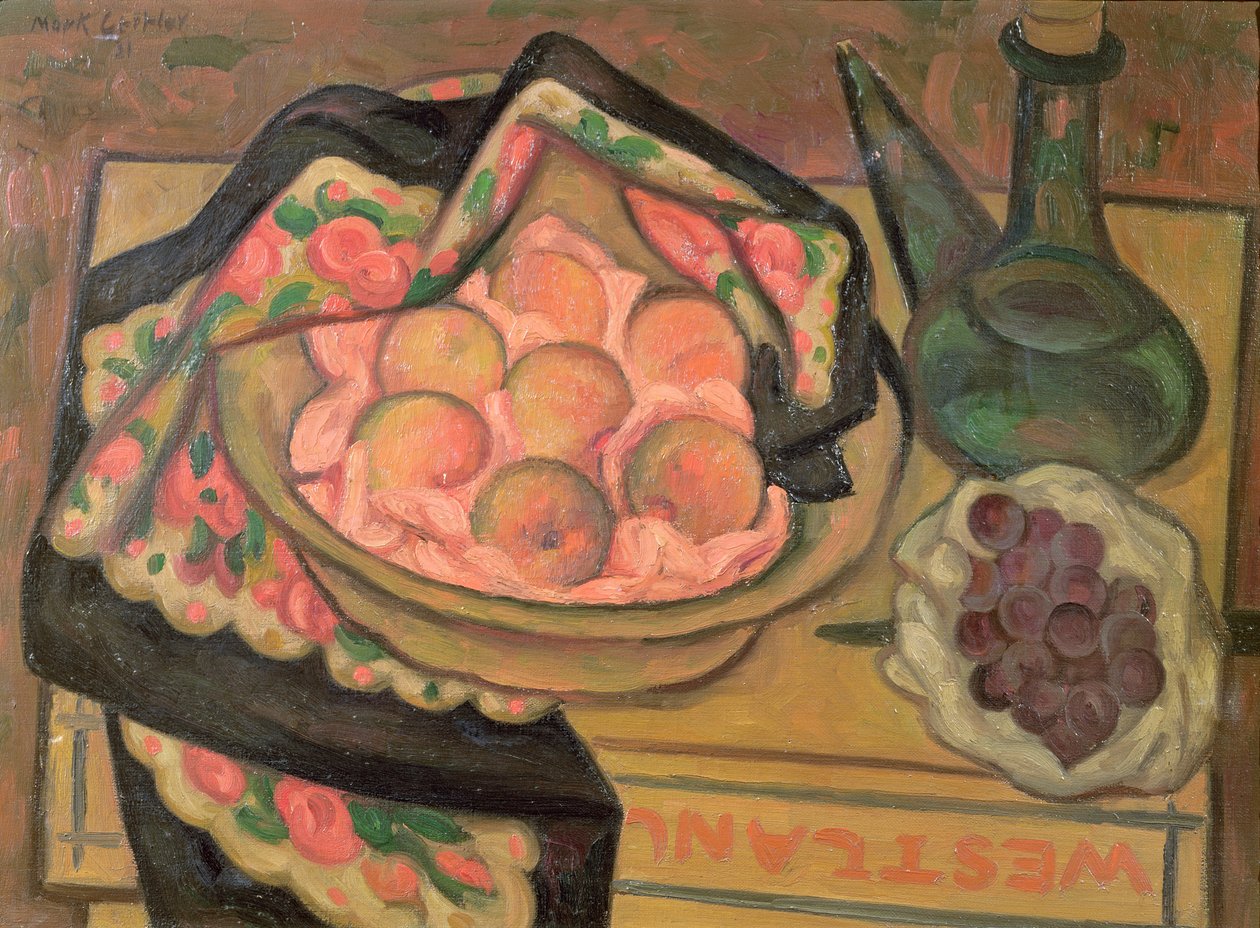 Pesche e una bottiglia verde, 1931 da Mark Gertler