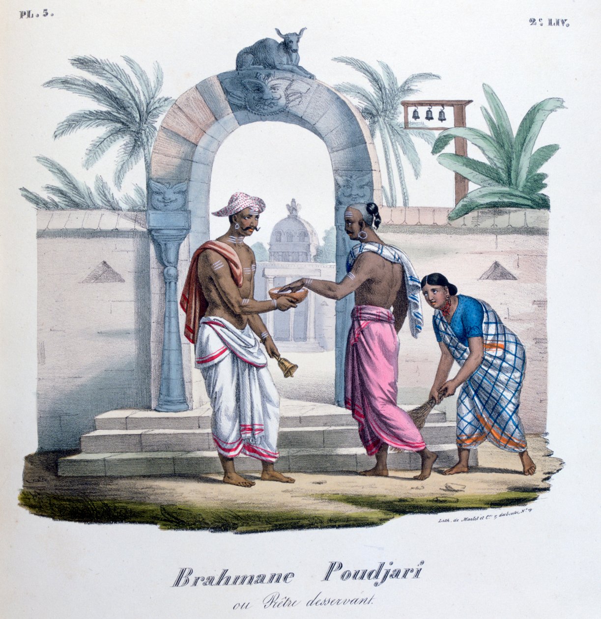 Fuori da un tempio, India, 1828 da Marlet et Cie