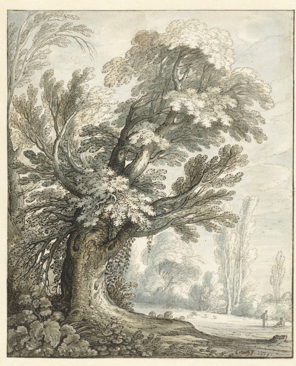Paesaggio con un albero alto da Marten de Cock