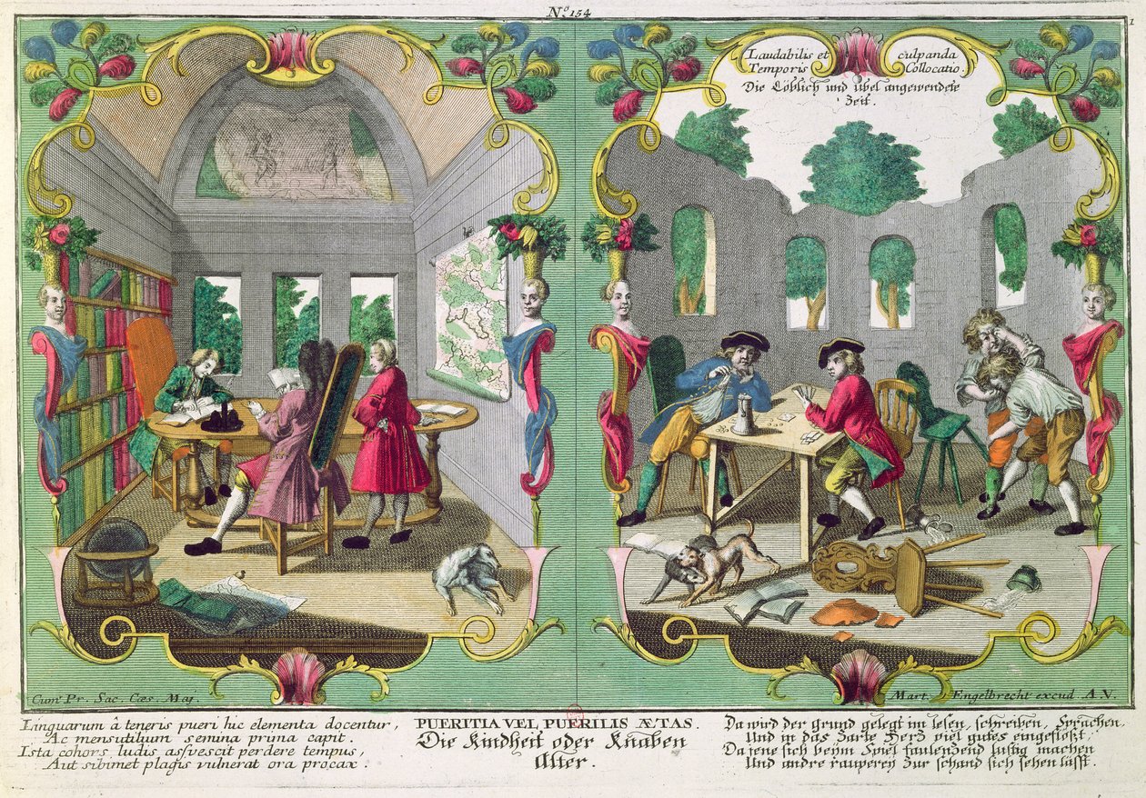 Bambini buoni e cattivi, inizio XVIII secolo da Martin Engelbrecht