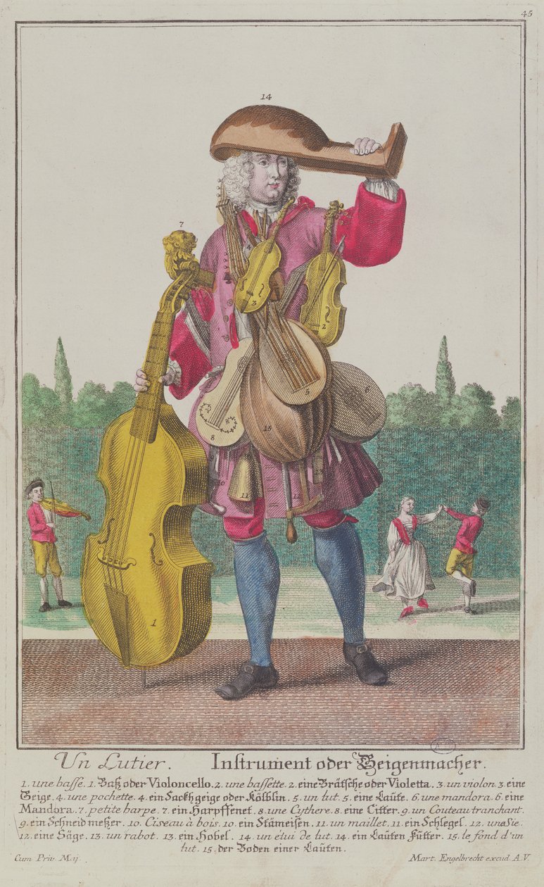 Il costruttore di strumenti, c.1735, pubblicato ad Augusta da Martin Engelbrecht