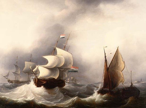 Navi in un Mare Mosso da Martin Schouman