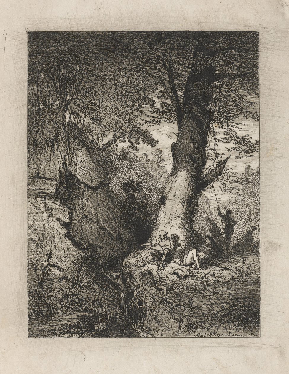 Guerrieri riposanti sotto un albero da Martinus Antonius Kuytenbrouwer jr.