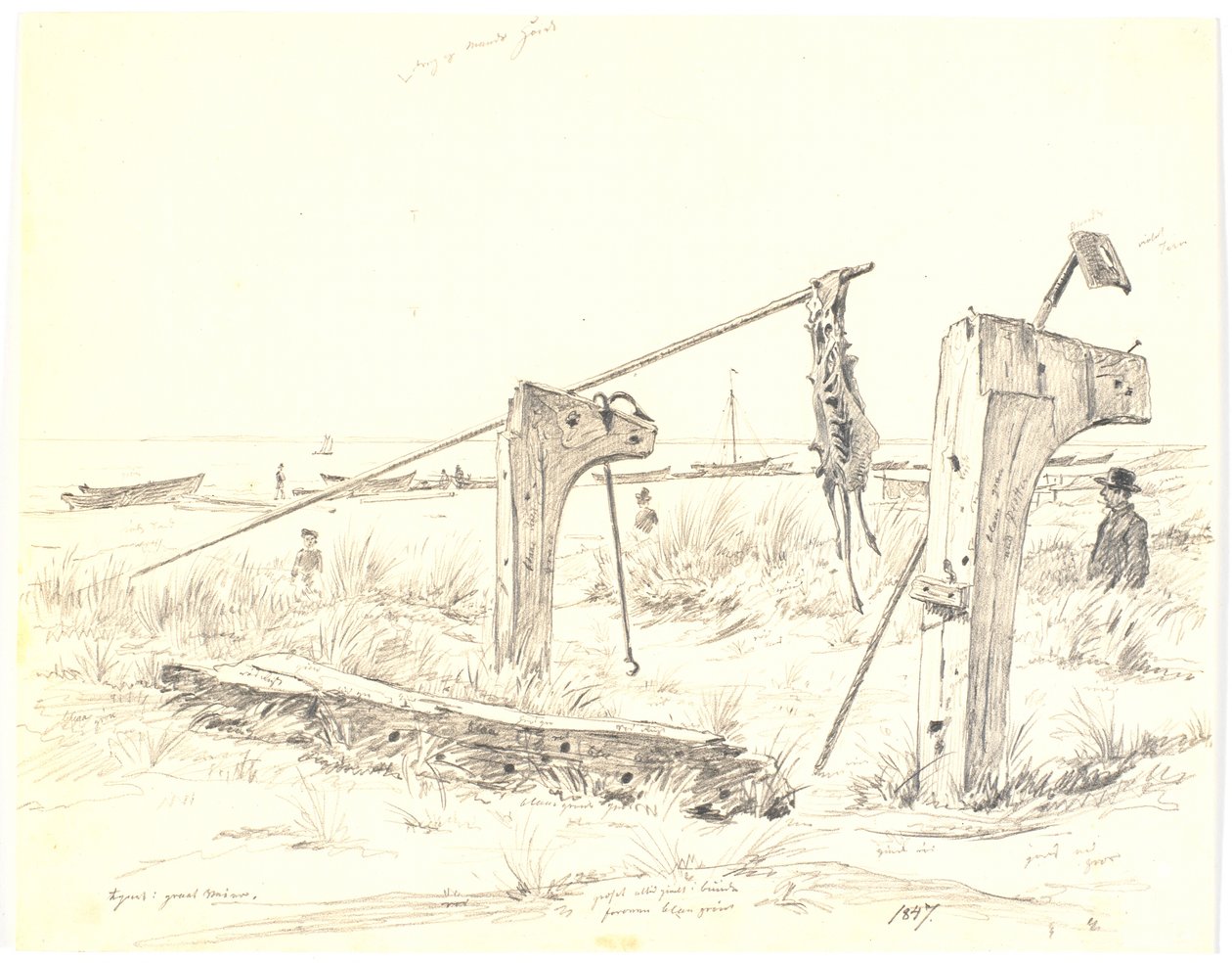 Spiaggia con rimessaggio barche, Skagen da Martinus Rørbye