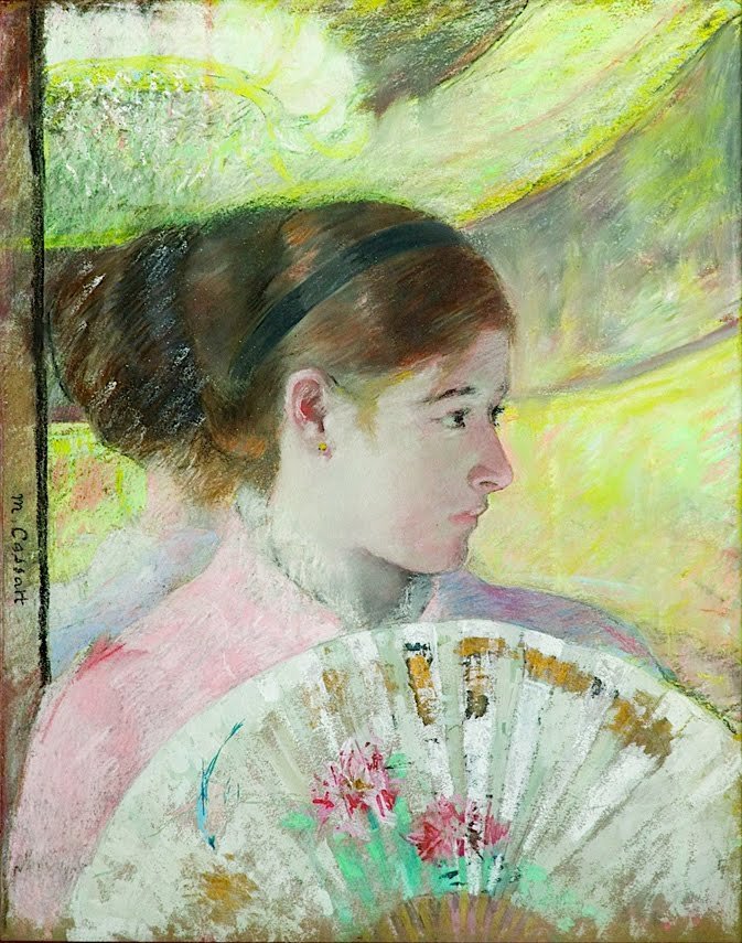 Giovane donna in un palco guardando a destra da Mary Cassatt