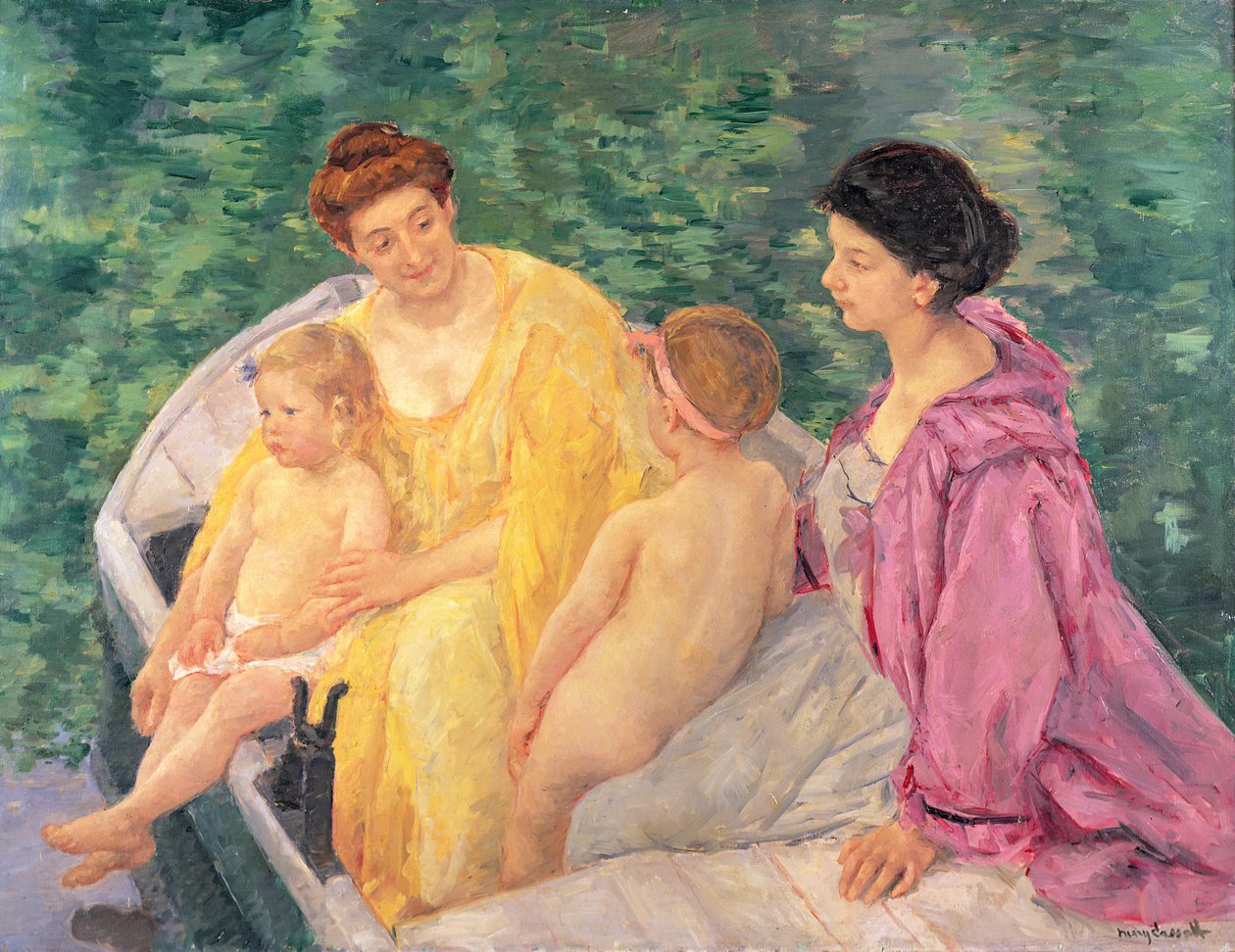 Il bagno, o Due madri e i loro bambini su una barca da Mary Cassatt